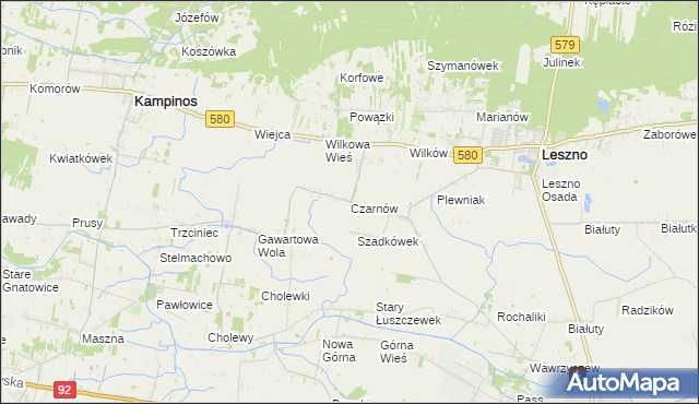 mapa Czarnów gmina Leszno, Czarnów gmina Leszno na mapie Targeo