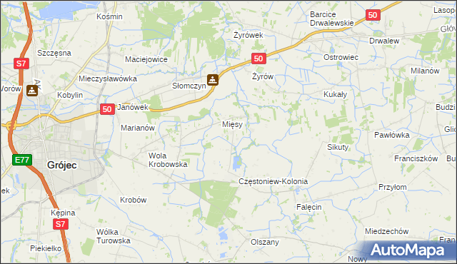 mapa Częstoniew, Częstoniew na mapie Targeo