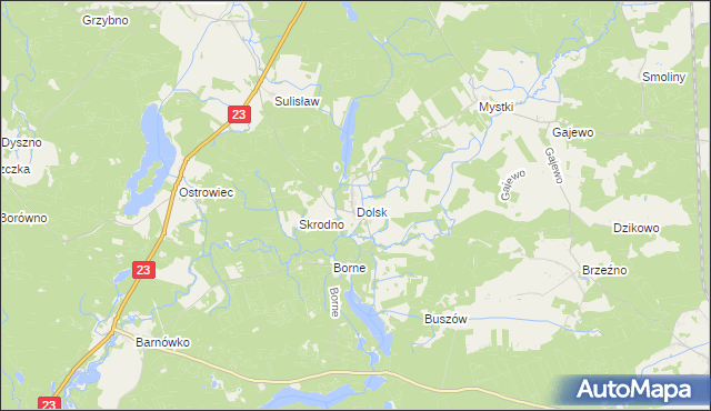 mapa Dolsk gmina Dębno, Dolsk gmina Dębno na mapie Targeo