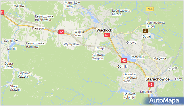 mapa Gajówka Węglów, Gajówka Węglów na mapie Targeo