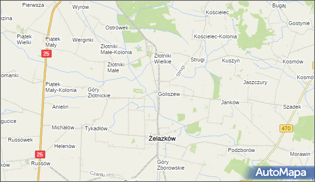 mapa Goliszew gmina Żelazków, Goliszew gmina Żelazków na mapie Targeo