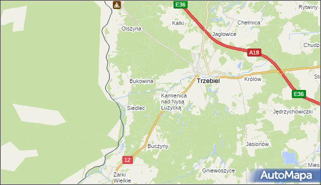 mapa Kamienica nad Nysą Łużycką, Kamienica nad Nysą Łużycką na mapie Targeo