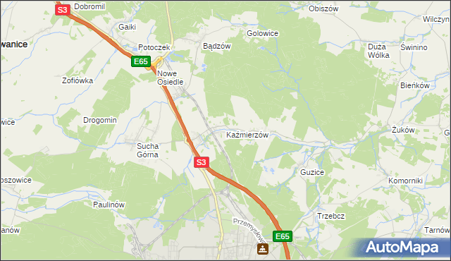 mapa Kaźmierzów, Kaźmierzów na mapie Targeo