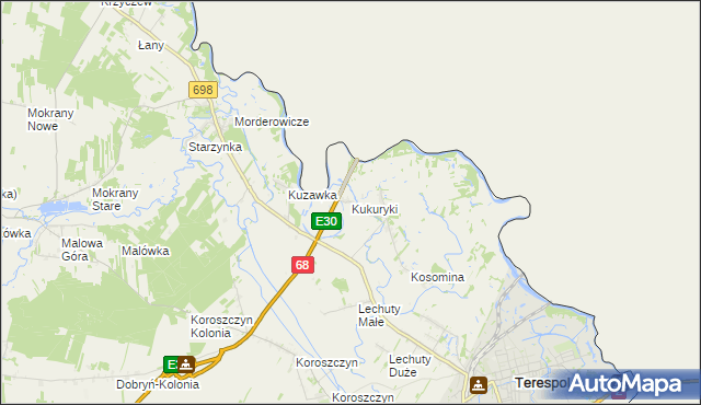 mapa Kukuryki, Kukuryki na mapie Targeo