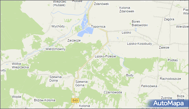 mapa Lipsko-Polesie, Lipsko-Polesie na mapie Targeo