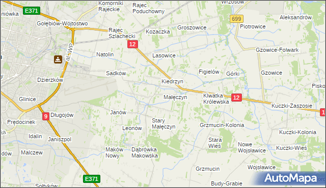 mapa Małęczyn gmina Gózd, Małęczyn gmina Gózd na mapie Targeo