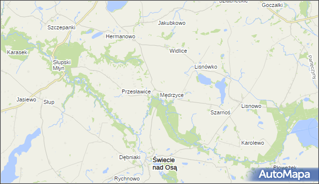 mapa Mędrzyce, Mędrzyce na mapie Targeo