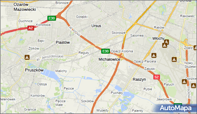 mapa Michałowice powiat pruszkowski, Michałowice powiat pruszkowski na mapie Targeo