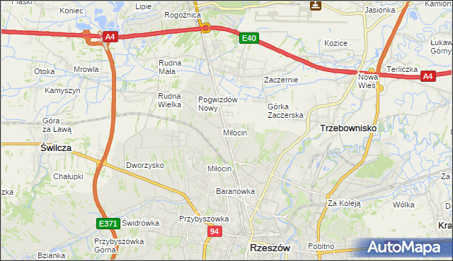 mapa Miłocin gmina Głogów Małopolski, Miłocin gmina Głogów Małopolski na mapie Targeo