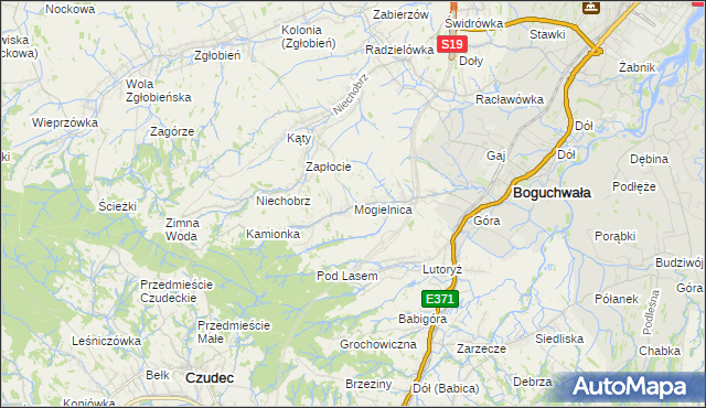 mapa Mogielnica gmina Boguchwała, Mogielnica gmina Boguchwała na mapie Targeo