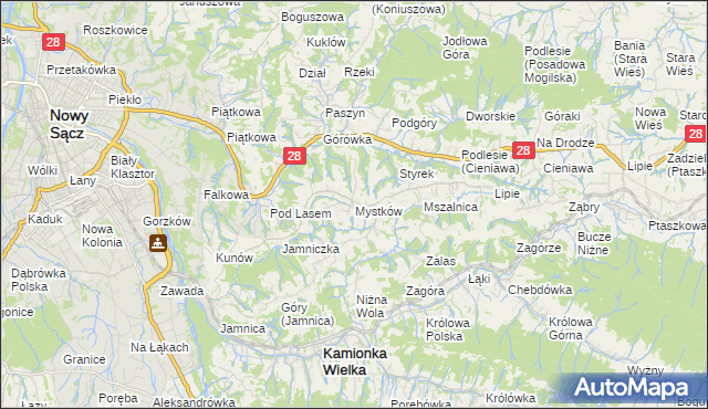 mapa Mystków, Mystków na mapie Targeo