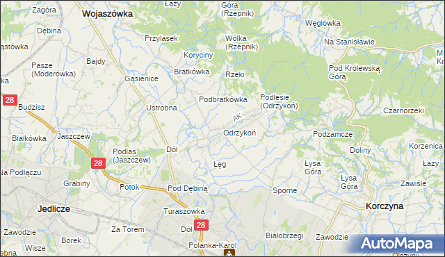 mapa Odrzykoń, Odrzykoń na mapie Targeo