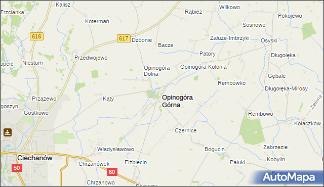 mapa Opinogóra Górna, Opinogóra Górna na mapie Targeo