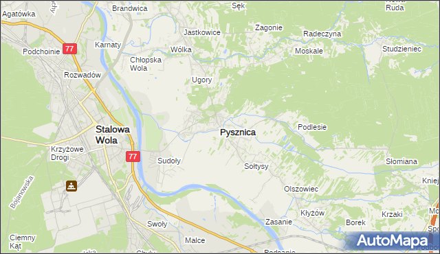 mapa Pysznica, Pysznica na mapie Targeo