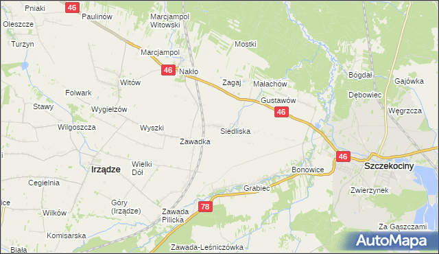 mapa Siedliska gmina Szczekociny, Siedliska gmina Szczekociny na mapie Targeo