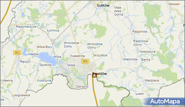 mapa Skrzydlice, Skrzydlice na mapie Targeo