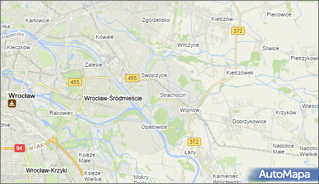 mapa Strachocin gmina Wrocław, Strachocin gmina Wrocław na mapie Targeo