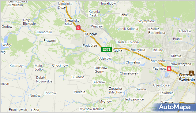 mapa Udziców, Udziców na mapie Targeo