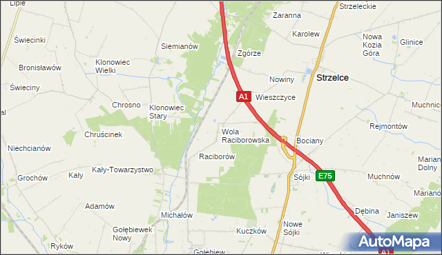 mapa Wola Raciborowska, Wola Raciborowska na mapie Targeo