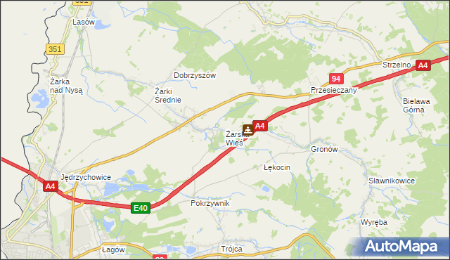 mapa Żarska Wieś, Żarska Wieś na mapie Targeo