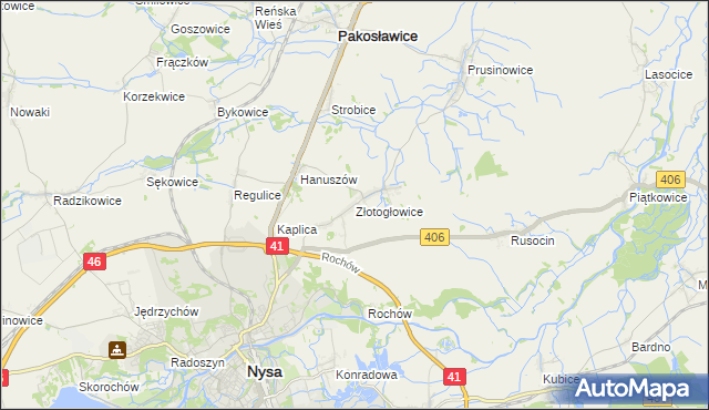 mapa Złotogłowice, Złotogłowice na mapie Targeo