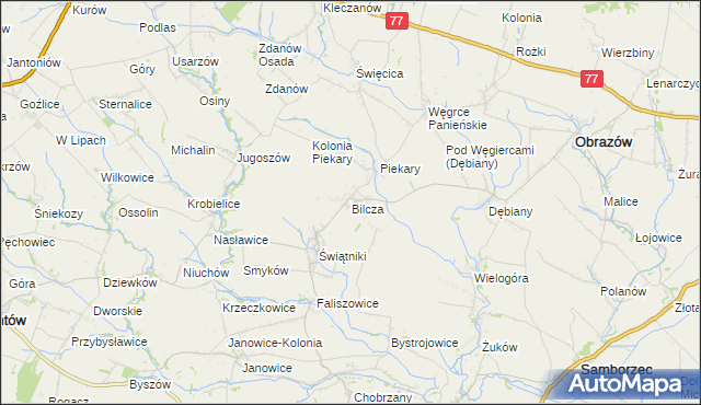 mapa Bilcza gmina Obrazów, Bilcza gmina Obrazów na mapie Targeo