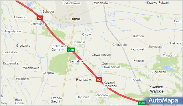 mapa Chwalborzyce, Chwalborzyce na mapie Targeo