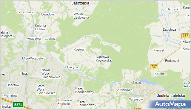 mapa Dąbrowa Kozłowska, Dąbrowa Kozłowska na mapie Targeo