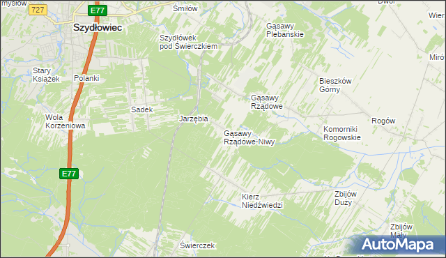 mapa Gąsawy Rządowe-Niwy, Gąsawy Rządowe-Niwy na mapie Targeo