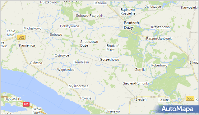 mapa Gorzechowo, Gorzechowo na mapie Targeo