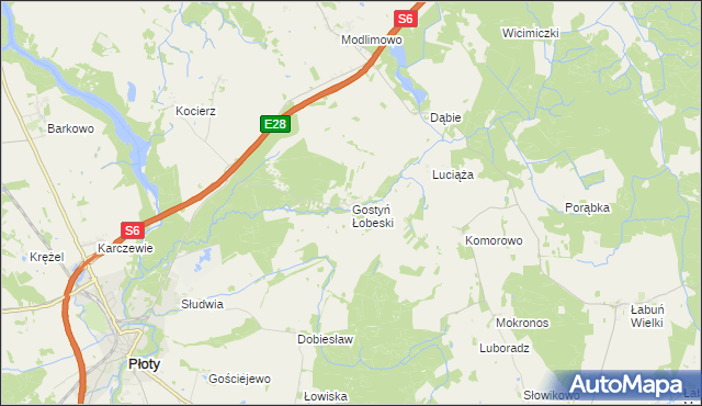 mapa Gostyń Łobeski, Gostyń Łobeski na mapie Targeo