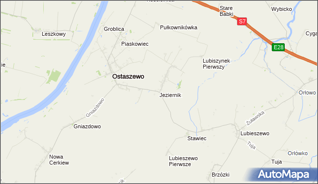 mapa Jeziernik gmina Ostaszewo, Jeziernik gmina Ostaszewo na mapie Targeo