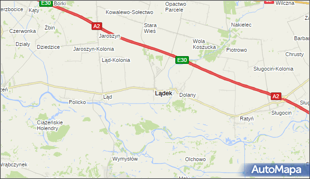 mapa Lądek powiat słupecki, Lądek powiat słupecki na mapie Targeo