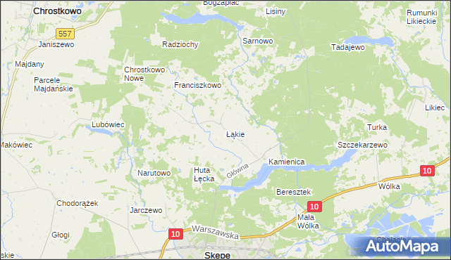 mapa Łąkie gmina Skępe, Łąkie gmina Skępe na mapie Targeo