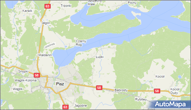 mapa Łupki gmina Pisz, Łupki gmina Pisz na mapie Targeo