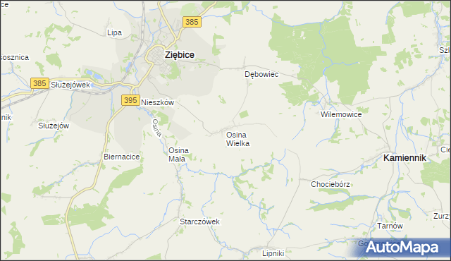 mapa Osina Wielka, Osina Wielka na mapie Targeo