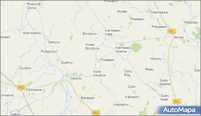 mapa Podławki, Podławki na mapie Targeo