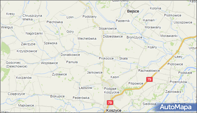 mapa Prokocice, Prokocice na mapie Targeo