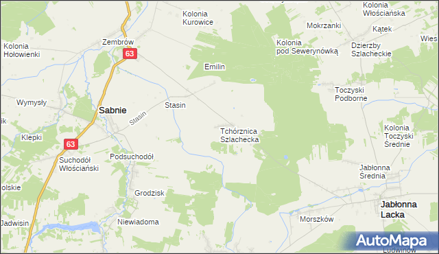 mapa Tchórznica Szlachecka, Tchórznica Szlachecka na mapie Targeo