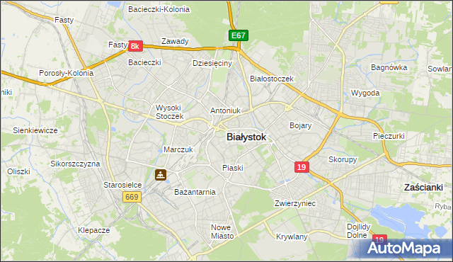 mapa Białegostoku, Białystok na mapie Targeo