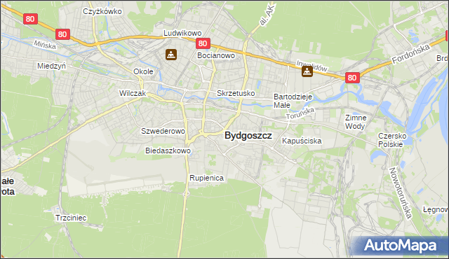 mapa Bydgoszczy, Bydgoszcz na mapie Targeo