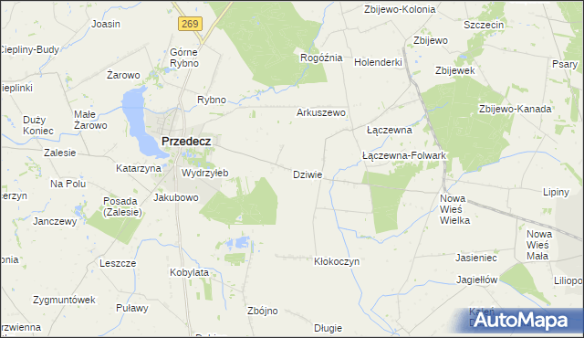 mapa Dziwie, Dziwie na mapie Targeo