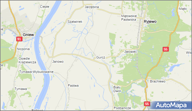 mapa Gurcz, Gurcz na mapie Targeo