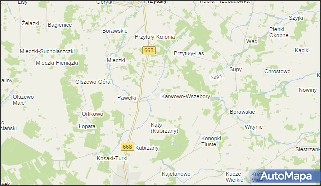 mapa Karwowo-Wszebory, Karwowo-Wszebory na mapie Targeo