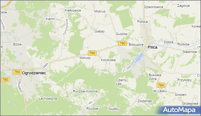 mapa Kocikowa, Kocikowa na mapie Targeo