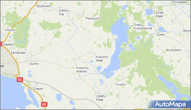 mapa Kożuchy Małe, Kożuchy Małe na mapie Targeo