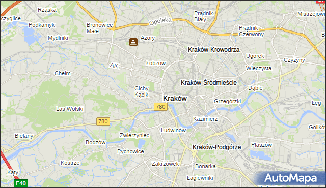 mapa Krakowa, Kraków na mapie Targeo