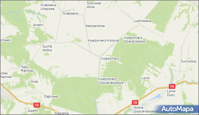 mapa Księżomierz-Osada, Księżomierz-Osada na mapie Targeo