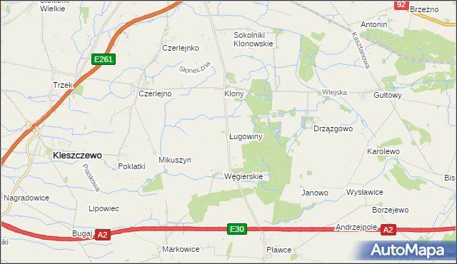 mapa Ługowiny, Ługowiny na mapie Targeo