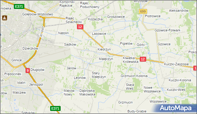 mapa Małęczyn gmina Gózd, Małęczyn gmina Gózd na mapie Targeo